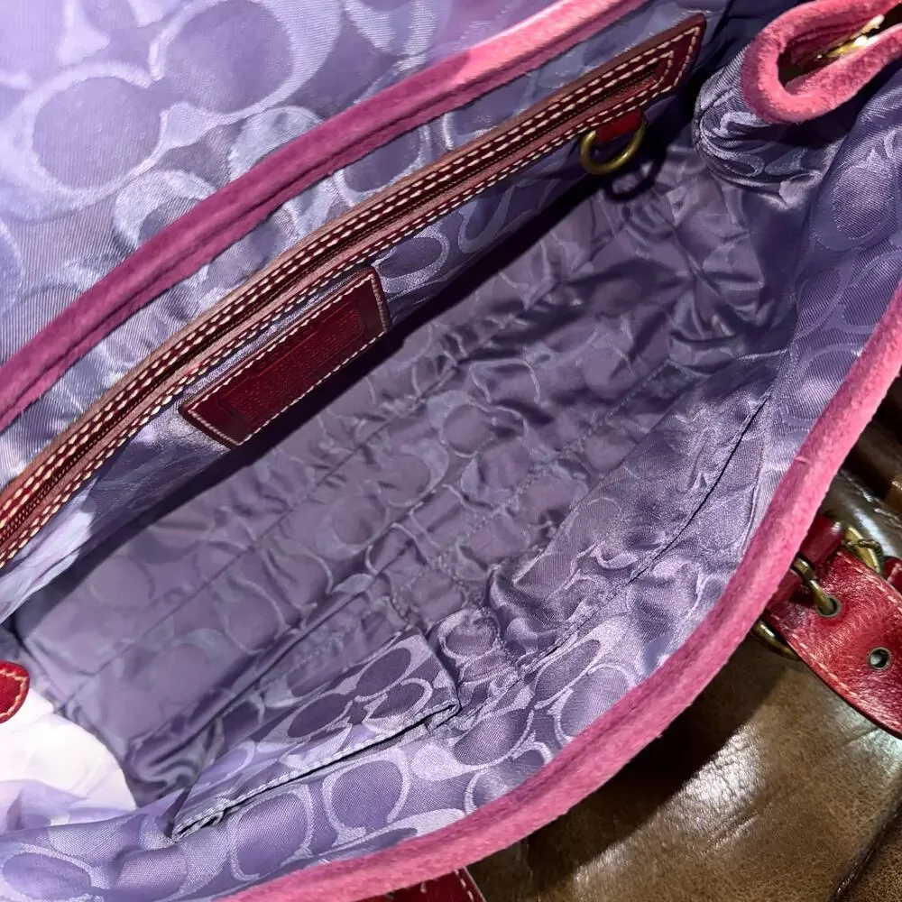 Vintage Coach Soho Suede Flap Satchel 9674 Raspberry Pink Y2K 2004